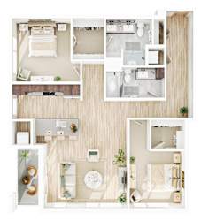 2 bed 2 bath E Floorplan at The Mera, St Louis Park, MN, Minnesota