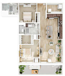 2 bed 2 bath Floorplan at The Mera, Minnesota