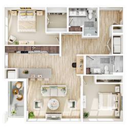 2 bed 2 bath F Floorplan at The Mera, St Louis Park