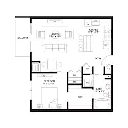 B10 Floor Plan at The Ellory Apartments, Minneapolis, MN, 55401