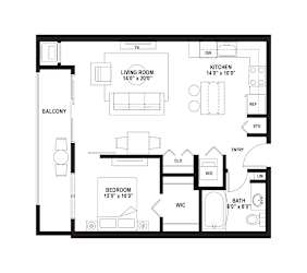 B5 Floor Plan at The Ellory Apartments, Minneapolis, 55401