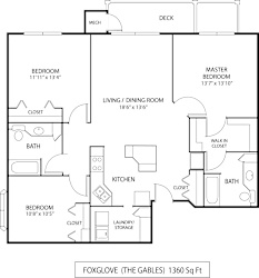 3  Bed   2  Bath   1,360 Sq. Ft. Foxglove Floor Plan at The Gables at Park Pointe, Minnesota, 55426