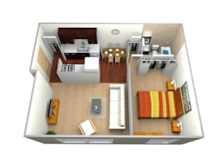 1 Bed 1 Bath 730 Sq. Ft. | Birch Floor Plan at Garden Grove, New Brighton, MN