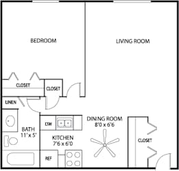 1 Bedroom 1 Bath Apartment at Hamline Terrace, Minnesota, 55113