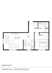 Hazelnut Floor Plan at Silver Lake, New Brighton, MN, 55112 1  Bed   1  Bath   650-to655 Sq. Ft.