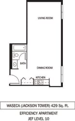 Galtier Towers Apartments in Lowertown, St. Paul, MN Studio Apartment