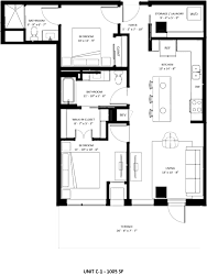 2 bedroom 2 bathroom C-1 Floor Plan  at The Mera, St Louis Park, MN
