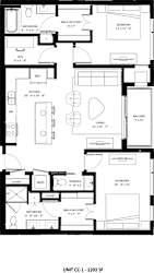 2 bedroom 2 bathroom CC-1 Floor Plan at The Mera, Minnesota, 55426
