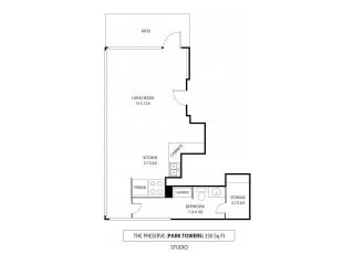 The Preserve Floor Plan at Park Towers Apartments in St. Louis Park, MN Studio 1  Bath   350 Sq. Ft.