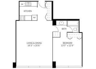 Kellogg Square Apartments in St. Paul, MN 1 Bedroom 1 Bath Apartment