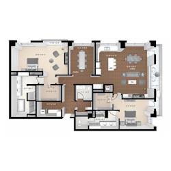 A detailed floor plan of an apartment layout.