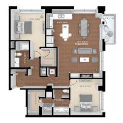 A detailed floor plan of a house with labeled rooms and dimensions.
