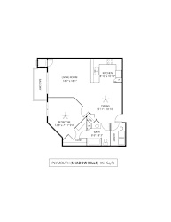 1 Bed 1 Bath Floor Plan at Shadow Hills, Plymouth, MN, 55442