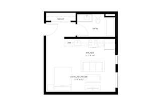 Standish floor plan 392 Sq.Ft. at The Whit, Minneapolis, MN, 55404