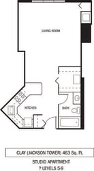 Galtier Towers Apartments in Lowertown, St. Paul, MN Studio Apartment