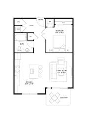Whittier Floor Plan 765 Sq. Ft. at The Whit, Minneapolis, MN