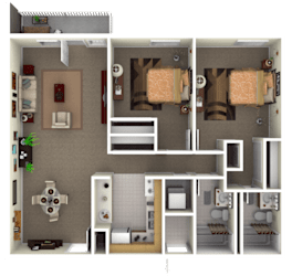 2Bed floorplan with balcony