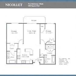 a floor plan of a unit with two bedrooms and two baths