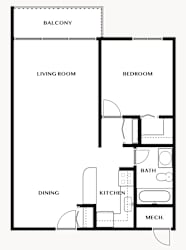 1 Bedroom with Balcony Unit Floor Plan