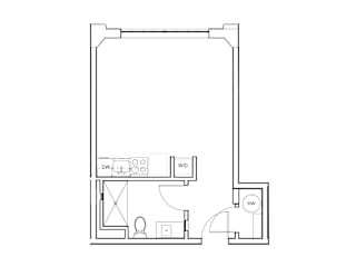 a floor plan of a house with a bedroom and a living room