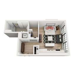 A1 Floor Plan at 1600 Callowhill, Philadelphia, PA 19130