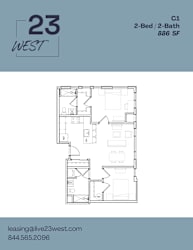 C1 Floor Plan at 23 West Apartments, Philadelphia