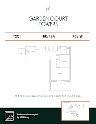 A floor plan for Garden Court Towers shows a layout for floors 3-7.