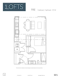 a floor plan for a loft with a bedroom and a bathroom