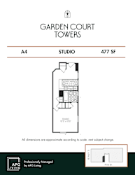 a floor plan of garden court towers studio apt