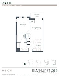 1 bed 1 bath a floor plan of a bedroom apartment  at Elmhurst 255, Elmhurst, IL
