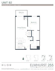 1 bed 1 bath a floor plan for a unit with a bedroom and a bathroom  at Elmhurst 255, Elmhurst, IL, 60126