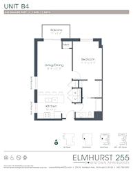 1 bed 1 bath a floor plan of a unit with a bedroom and a bathroom  at Elmhurst 255, Elmhurst, 60126