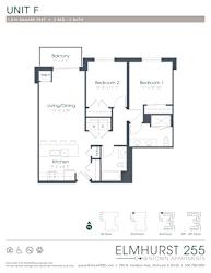 2 bed 2 bath a floor plan for a unit with a bedroom and a living room  at Elmhurst 255, Elmhurst, Illinois