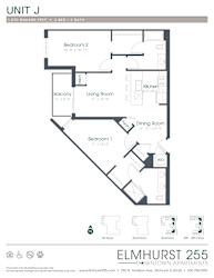 2 bed 2 bath a floor plan for a unit with a bedroom and a bathroom  at Elmhurst 255, Elmhurst, Illinois