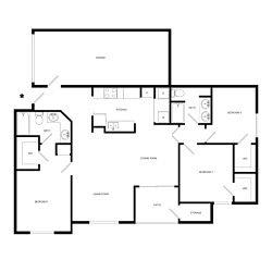 Three Bed Two Bath B Floorplan at Stone Creek at Old Farm Apartments, Texas 77063