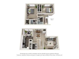 Floor Plan 2 Bedroom Townhome