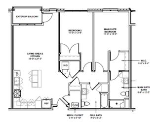 A floor plan of a home with labeled rooms and dimensions.