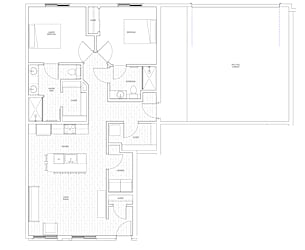 A black and white floor plan of a house with labeled rooms.