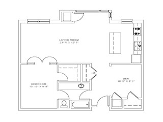 1 Bed with Office Floorplan
