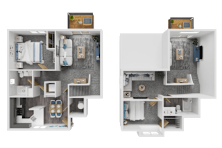 A floor plan of a two bedroom apartment.