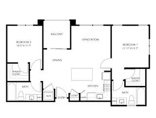 A black and white image of a house floor plan.