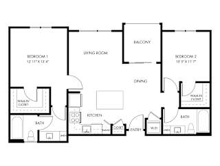 A black and white image of a floor plan for a house.
