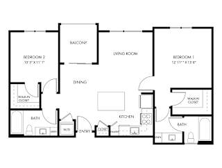 A black and white image of a floor plan for a house.