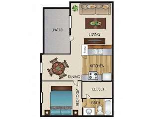 A1 Floor Plan at 5636 Apartment Homes, Dallas, 75254