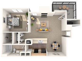 A3 | 1 Bed / 1 Bath | 689 Sq Ft  at Carmel at Deerfield, San Antonio