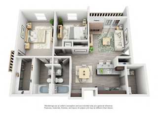 B5 FLAT | 1,040 SQ FT | 2 BED / 2 BATH at Maxwell Townhomes, San Antonio, 78230