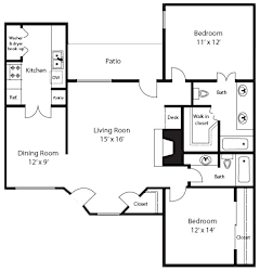 B3 Floor Plan at Summerstone Apartments, Bedford, Texas