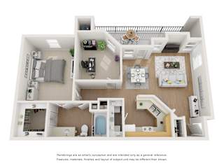 A3G W/ ATTACHED GARAGE | 1 BED - 1 BATH | 914 SQ FT at Villas at Rogers Ranch, San Antonio, TX, 78258