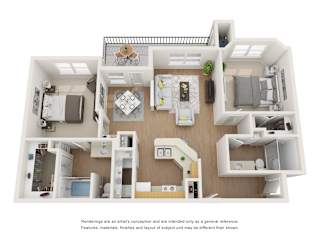 B1 | 2 BED - 2 BATH | 1,068 SQ FT at Villas at Rogers Ranch, San Antonio, Texas