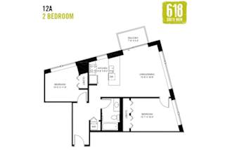 Two Bedroom 1 Bath 905 sq. ft.